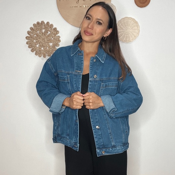 Oversized Denim Jacket in Medium Wash - Picture 1 of 3